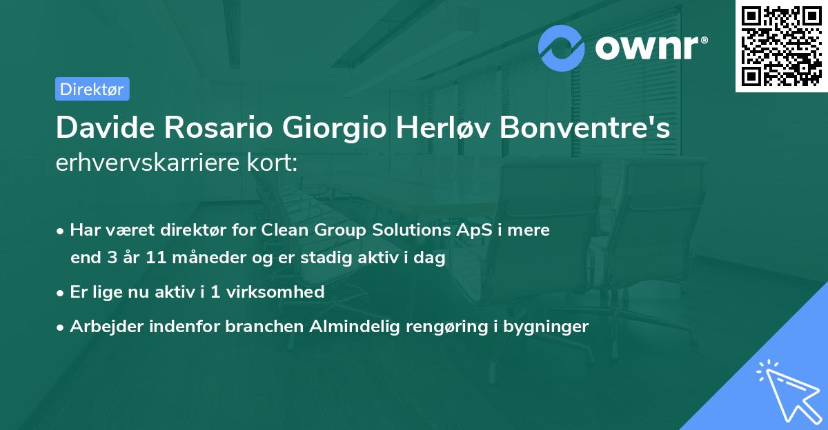 Davide Rosario Giorgio Herløv Bonventre's erhvervskarriere kort