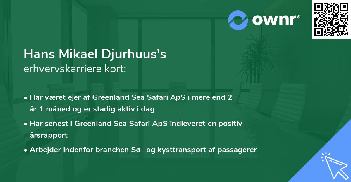 Hans Mikael Djurhuus's erhvervskarriere kort