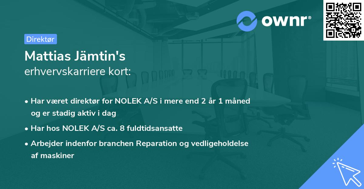 Mattias Jämtin's erhvervskarriere kort