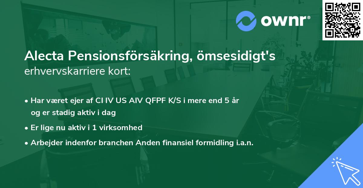 Alecta Pensionsförsäkring, ömsesidigt's erhvervskarriere kort