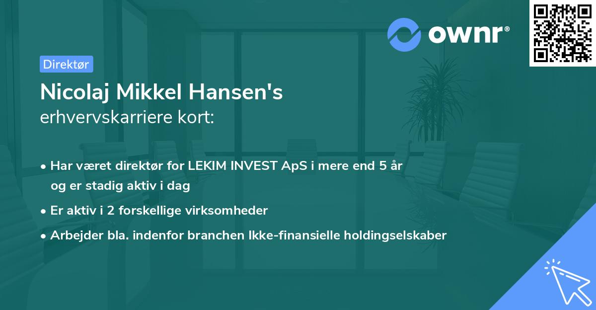 Nicolaj Mikkel Hansen's erhvervskarriere kort