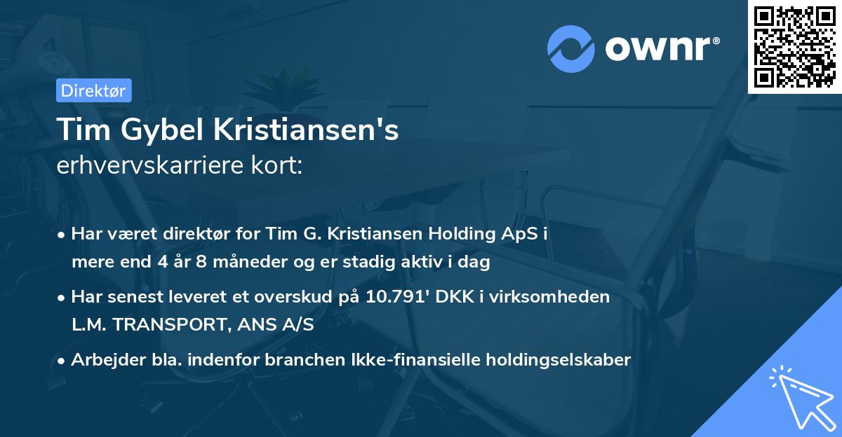 Tim Gybel Kristiansen's erhvervskarriere kort
