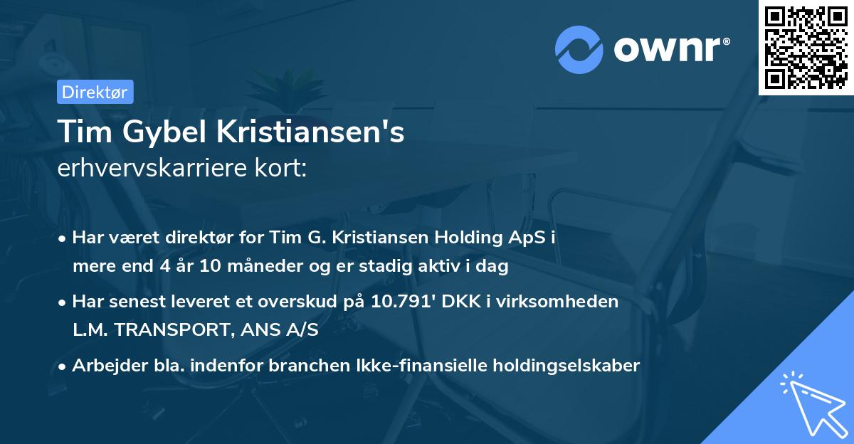 Tim Gybel Kristiansen's erhvervskarriere kort