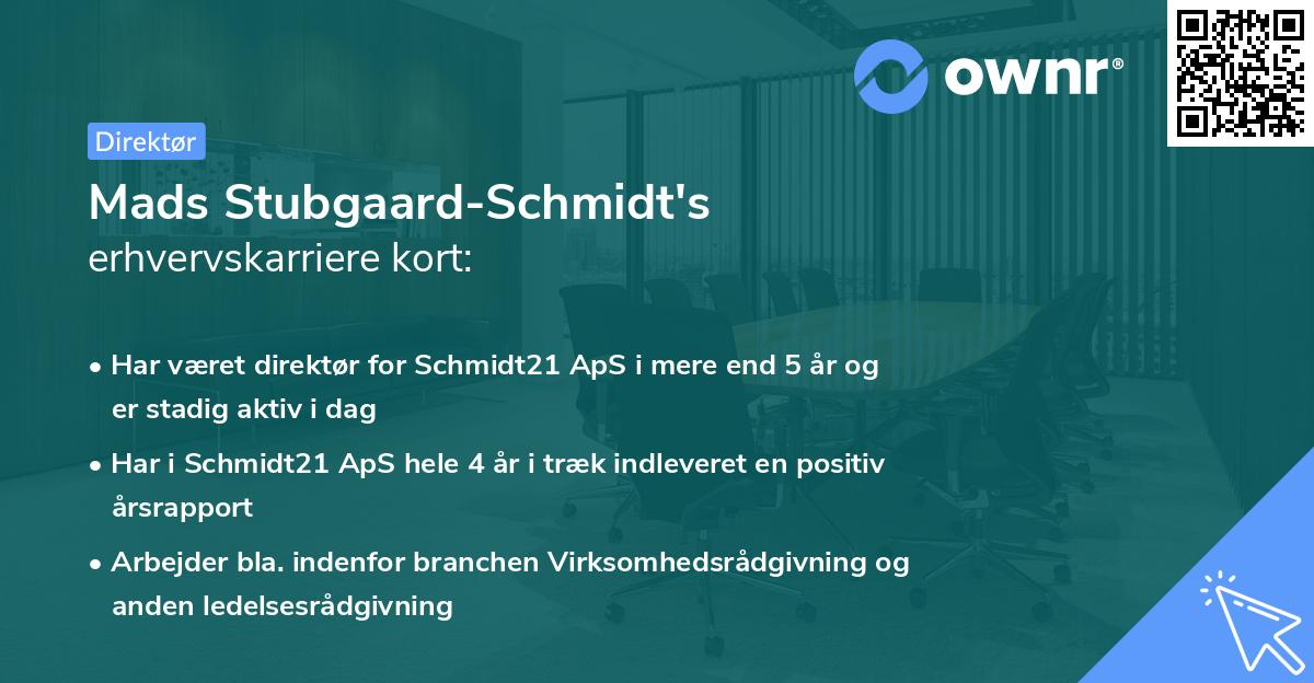 Mads Stubgaard-Schmidt's erhvervskarriere kort
