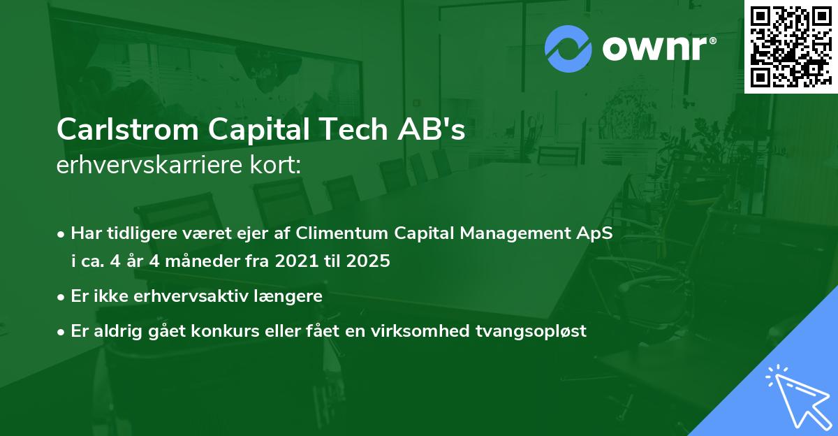 Carlstrom Capital Tech AB's erhvervskarriere kort