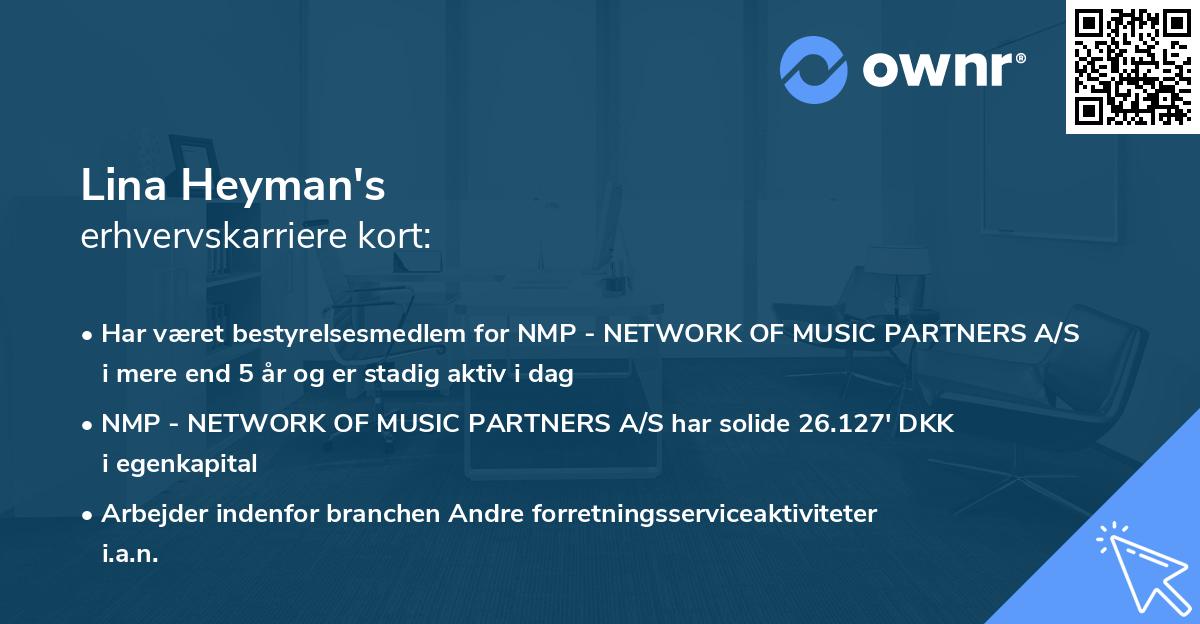 Lina Heyman's erhvervskarriere kort
