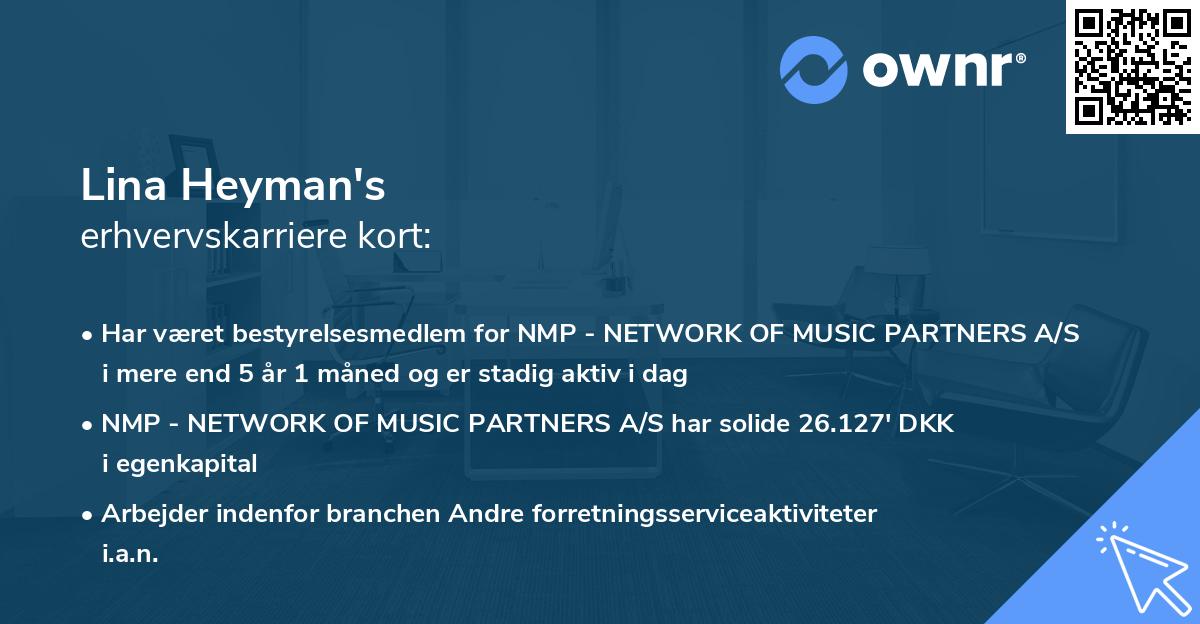 Lina Heyman's erhvervskarriere kort