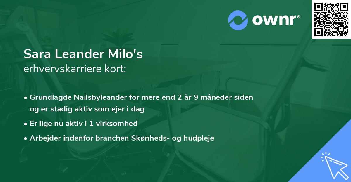 Sara Leander Milo's erhvervskarriere kort