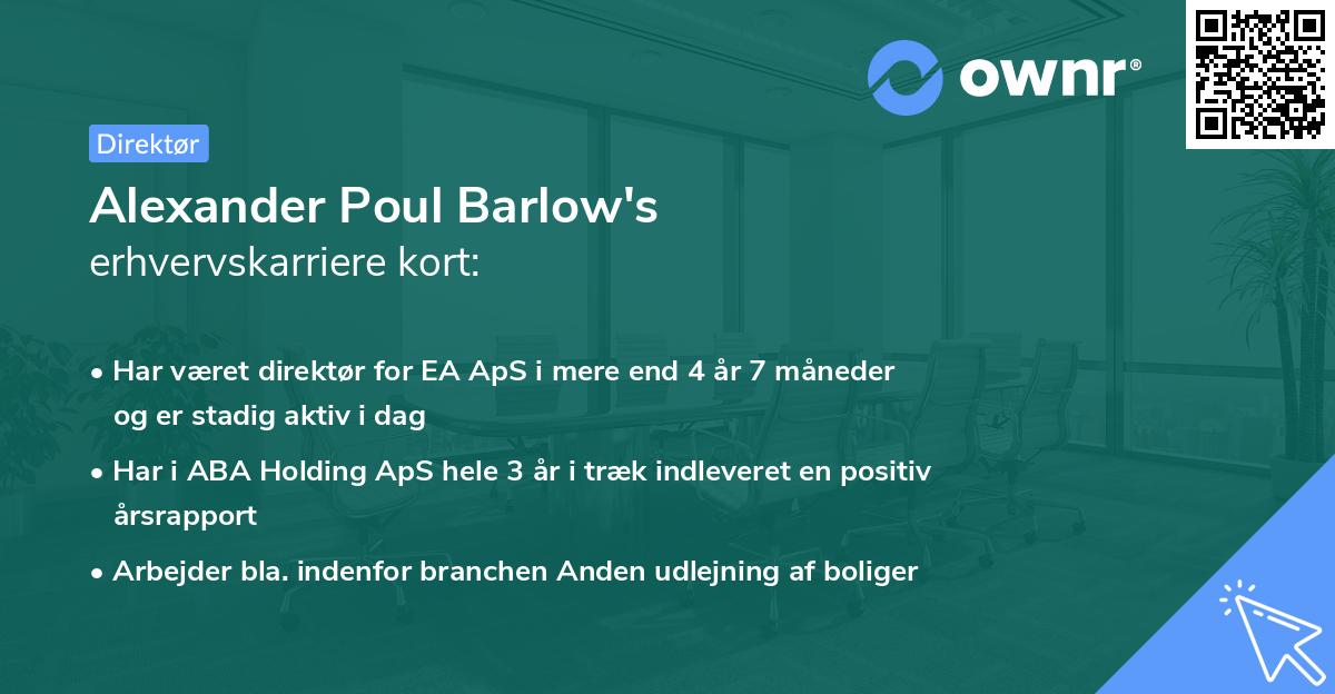 Alexander Poul Barlow's erhvervskarriere kort