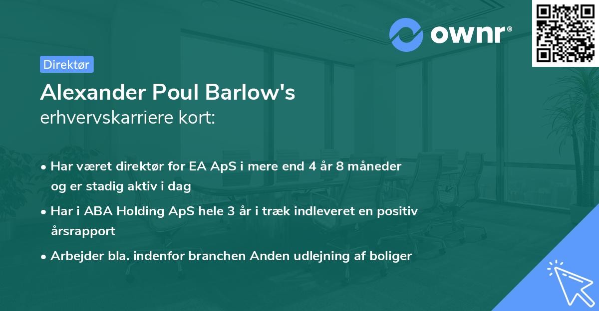 Alexander Poul Barlow's erhvervskarriere kort