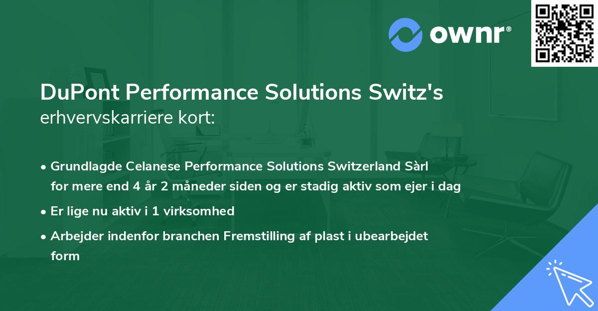 DuPont Performance Solutions Switz's erhvervskarriere kort