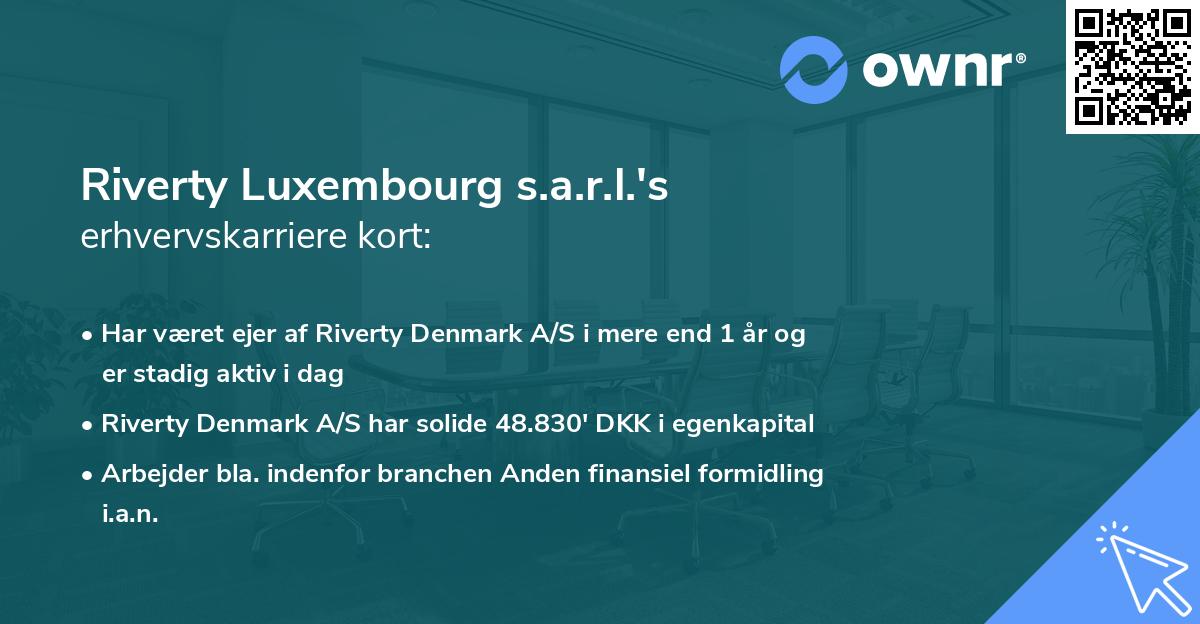 Riverty Luxembourg s.a.r.l.'s erhvervskarriere kort