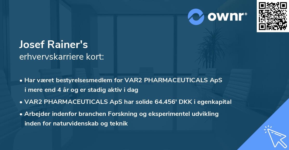 Josef Rainer's erhvervskarriere kort