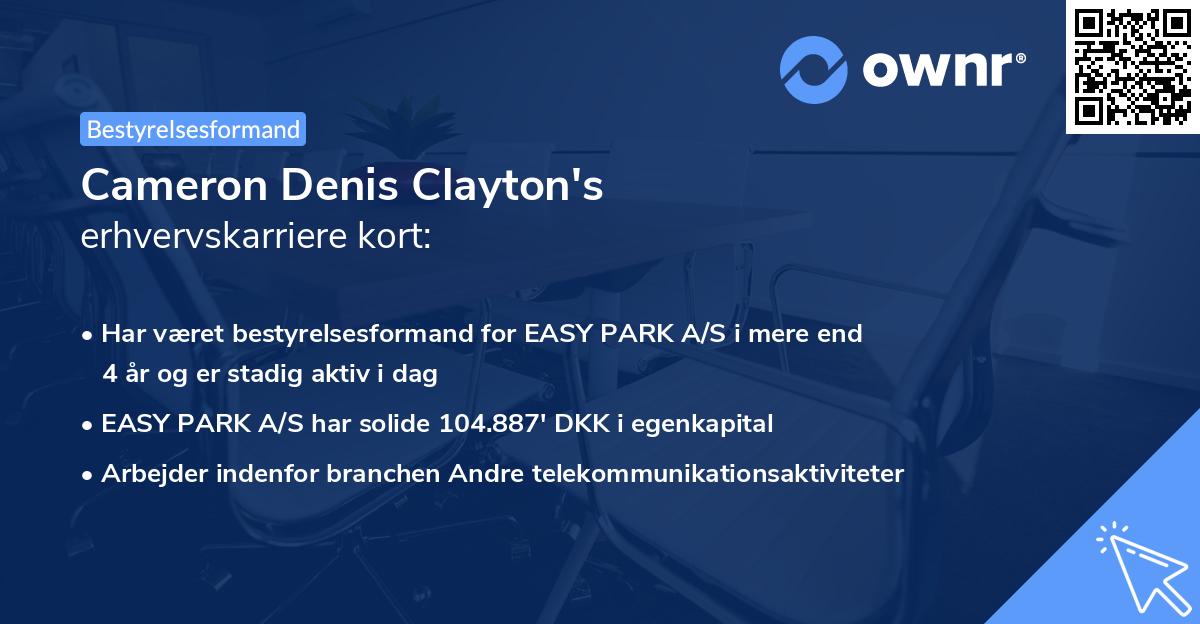 Cameron Denis Clayton's erhvervskarriere kort