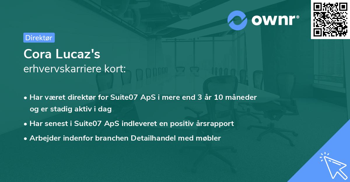 Cora Lucaz's erhvervskarriere kort