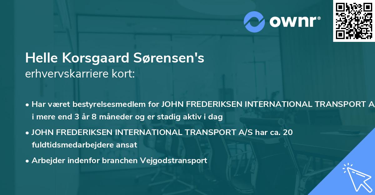 Helle Korsgaard Sørensen's erhvervskarriere kort