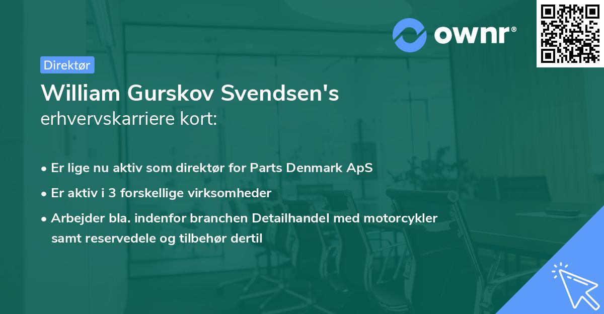 William Gurskov Svendsen's erhvervskarriere kort