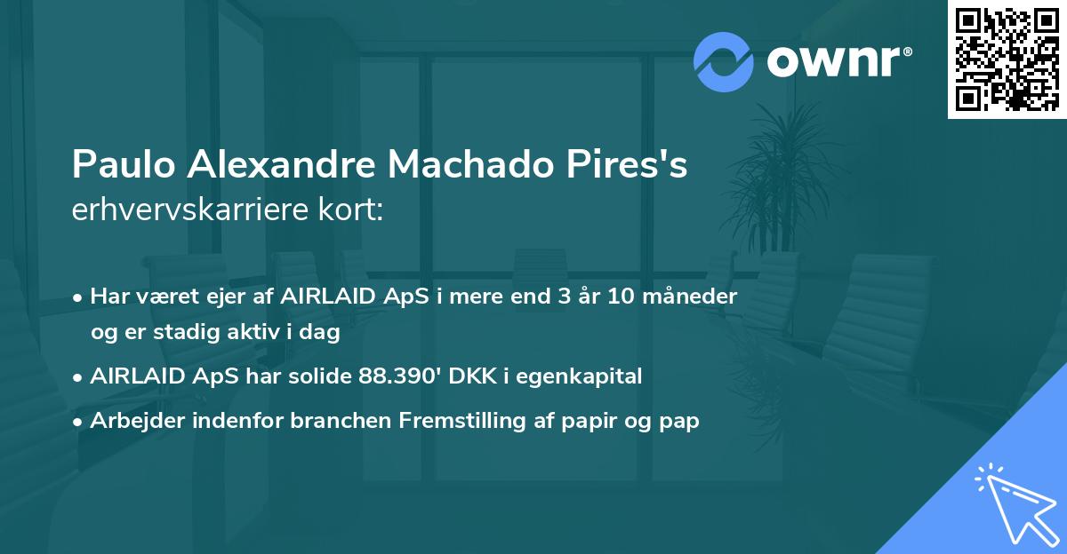 Paulo Alexandre Machado Pires's erhvervskarriere kort