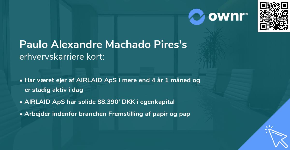 Paulo Alexandre Machado Pires's erhvervskarriere kort