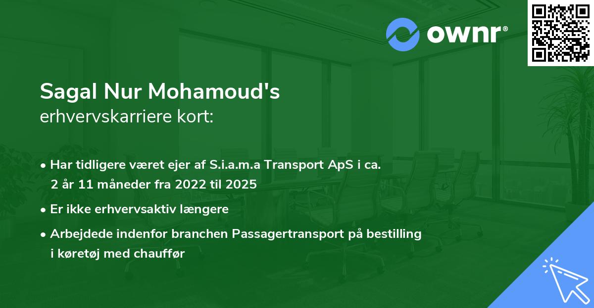 Sagal Nur Mohamoud's erhvervskarriere kort