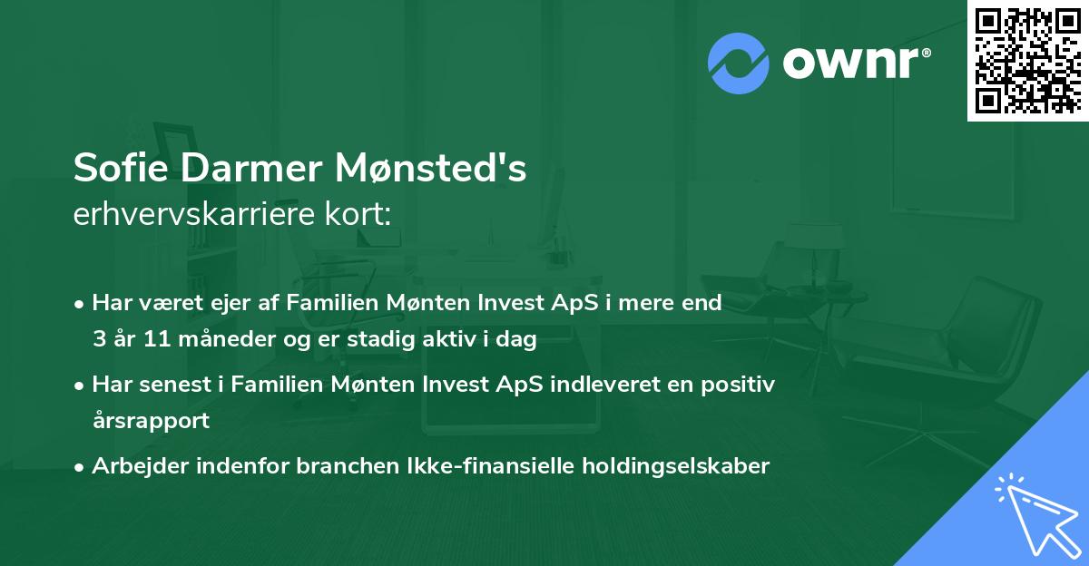 Sofie Darmer Mønsted's erhvervskarriere kort