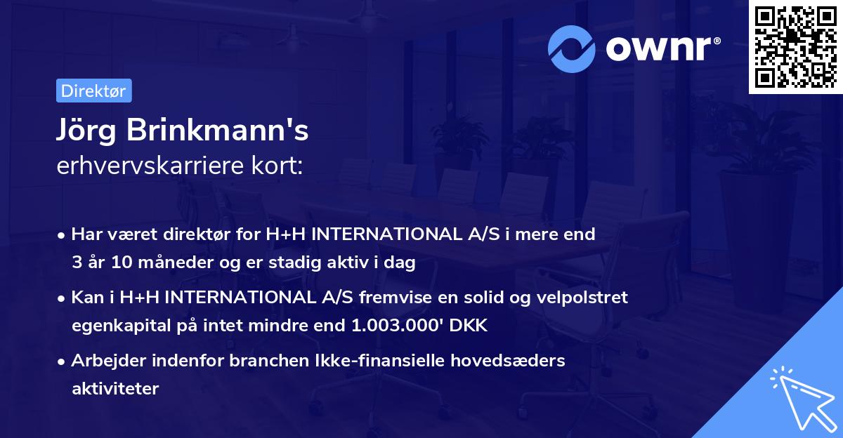 Jörg Brinkmann's erhvervskarriere kort