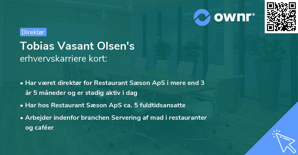 Tobias Vasant Olsen's erhvervskarriere kort