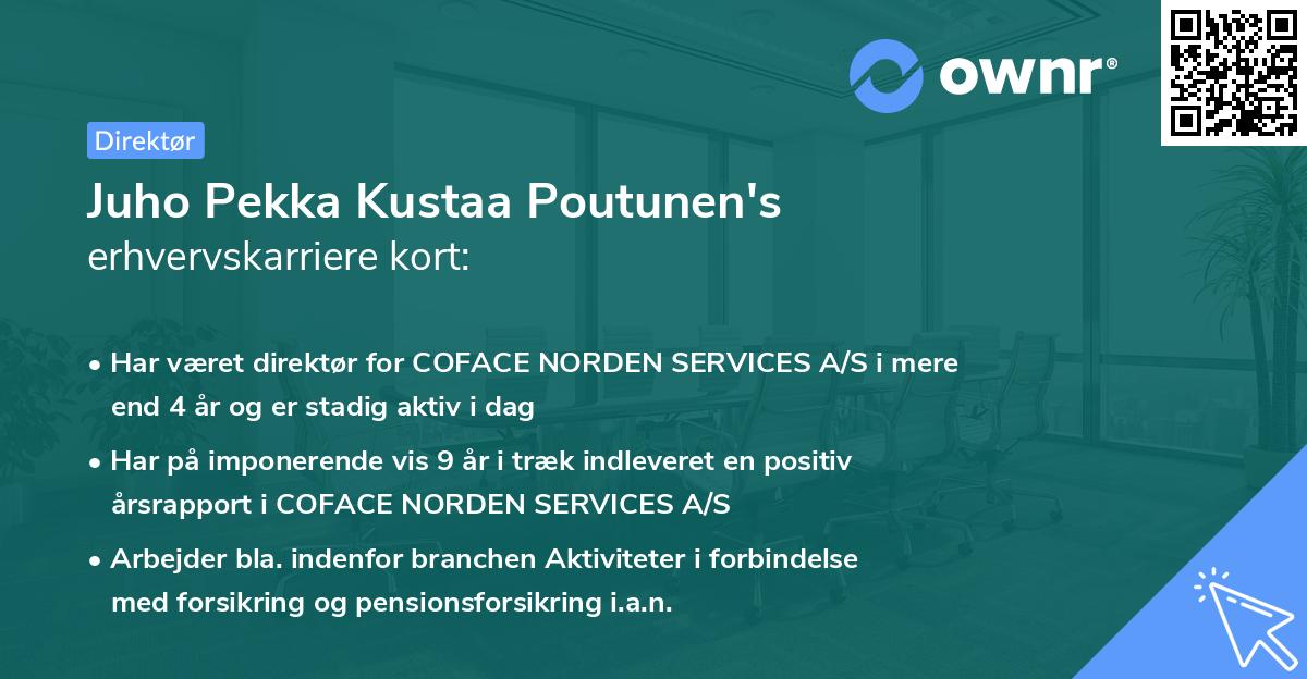 Juho Pekka Kustaa Poutunen's erhvervskarriere kort