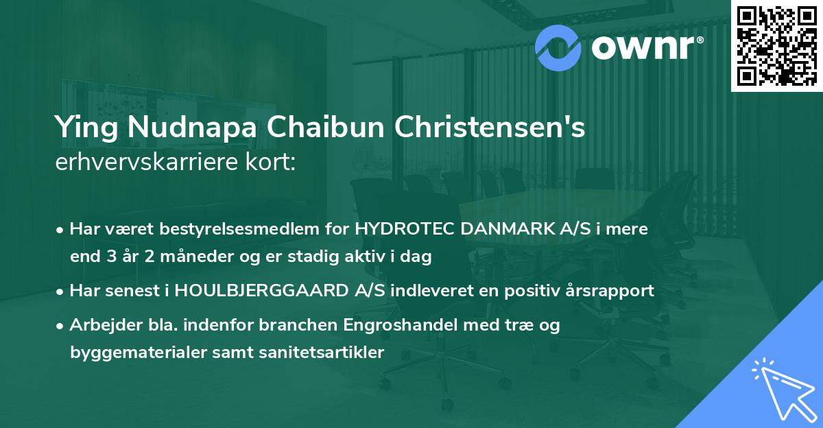 Ying Nudnapa Chaibun Christensen's erhvervskarriere kort