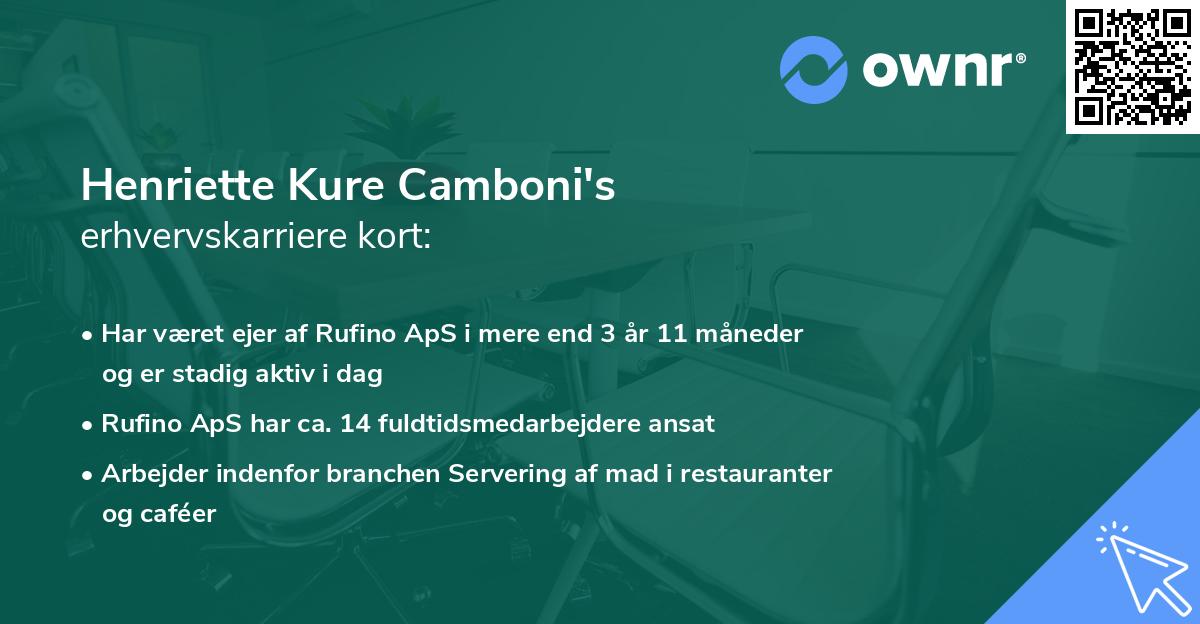 Henriette Kure Camboni's erhvervskarriere kort