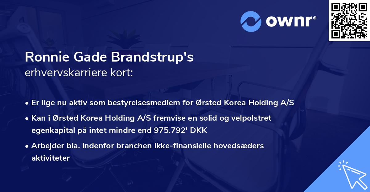 Ronnie Gade Brandstrup's erhvervskarriere kort