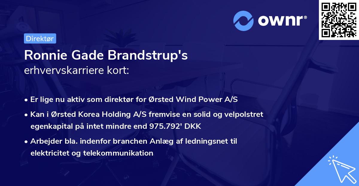 Ronnie Gade Brandstrup's erhvervskarriere kort