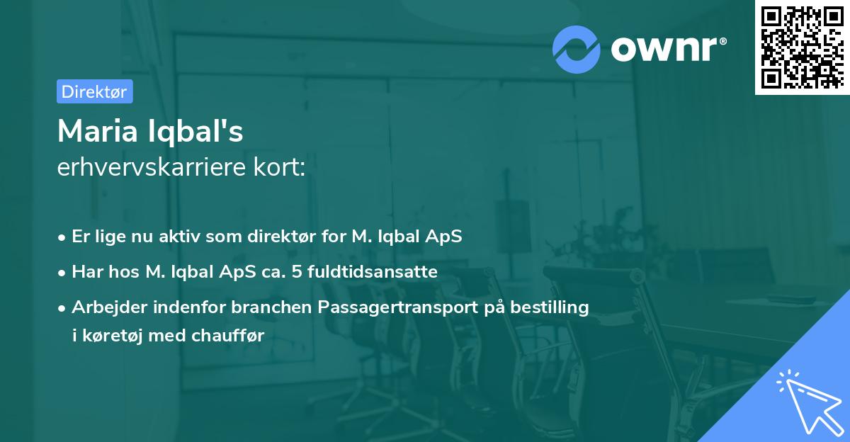 Maria Iqbal's erhvervskarriere kort