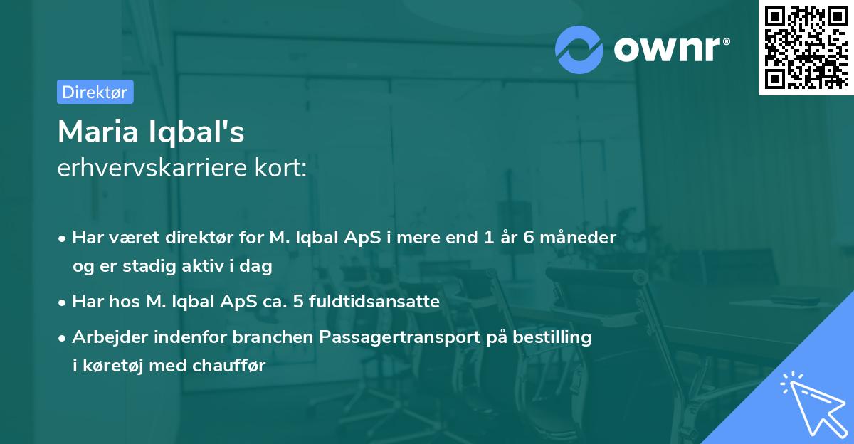 Maria Iqbal's erhvervskarriere kort