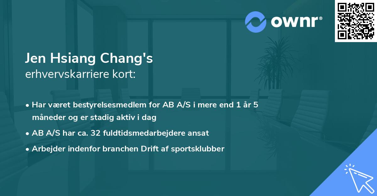 Jen Hsiang Chang's erhvervskarriere kort