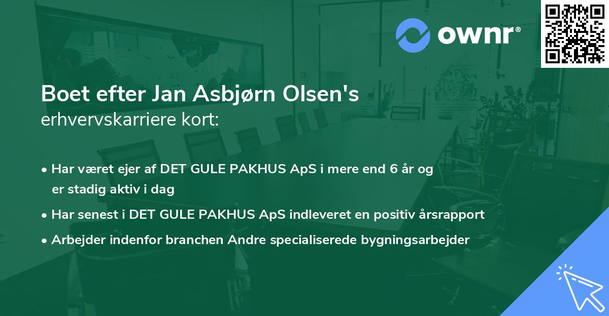 Boet efter Jan Asbjørn Olsen's erhvervskarriere kort