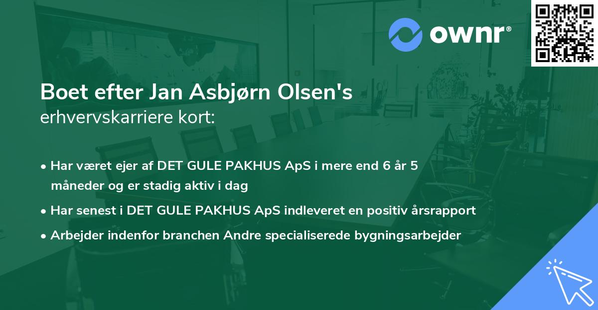 Boet efter Jan Asbjørn Olsen's erhvervskarriere kort
