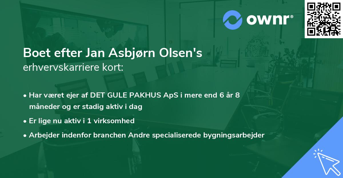 Boet efter Jan Asbjørn Olsen's erhvervskarriere kort