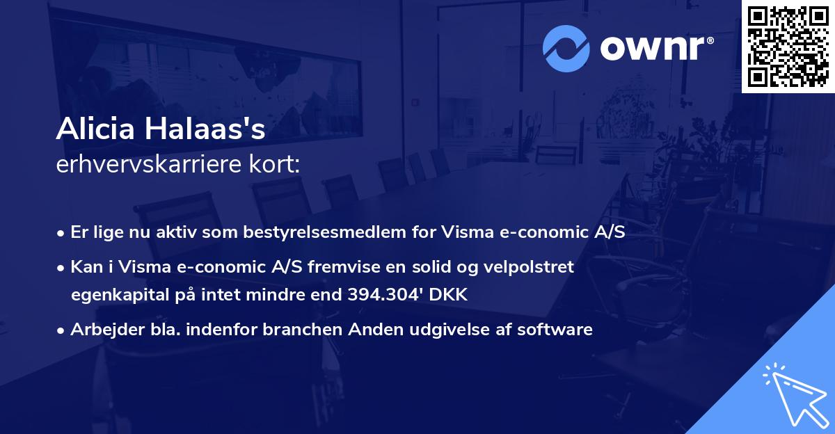 Alicia Halaas's erhvervskarriere kort