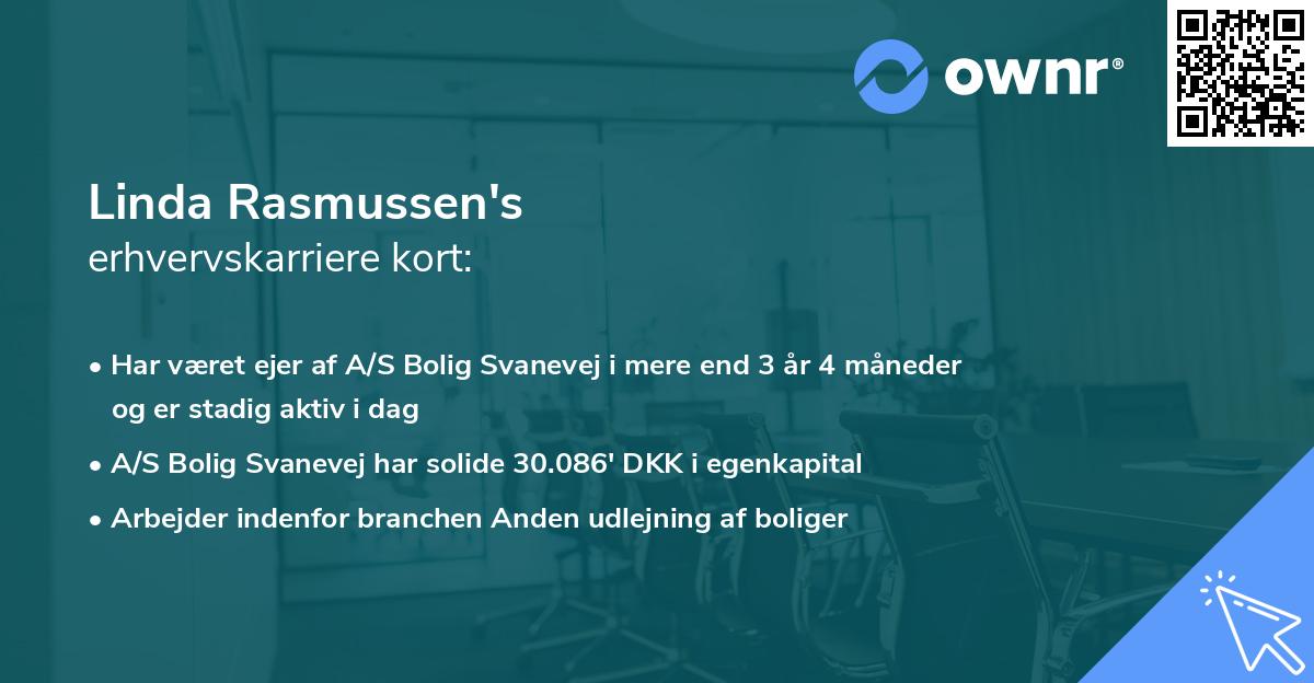 Linda Rasmussen's erhvervskarriere kort