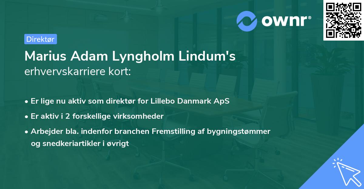 Marius Adam Lyngholm Lindum's erhvervskarriere kort