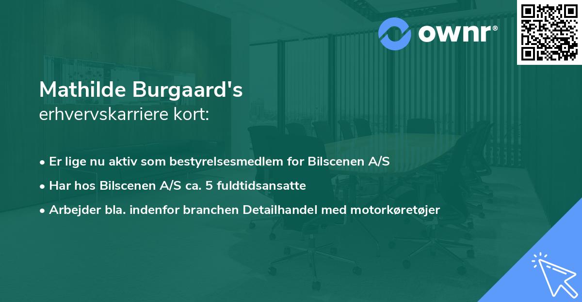 Mathilde Burgaard's erhvervskarriere kort