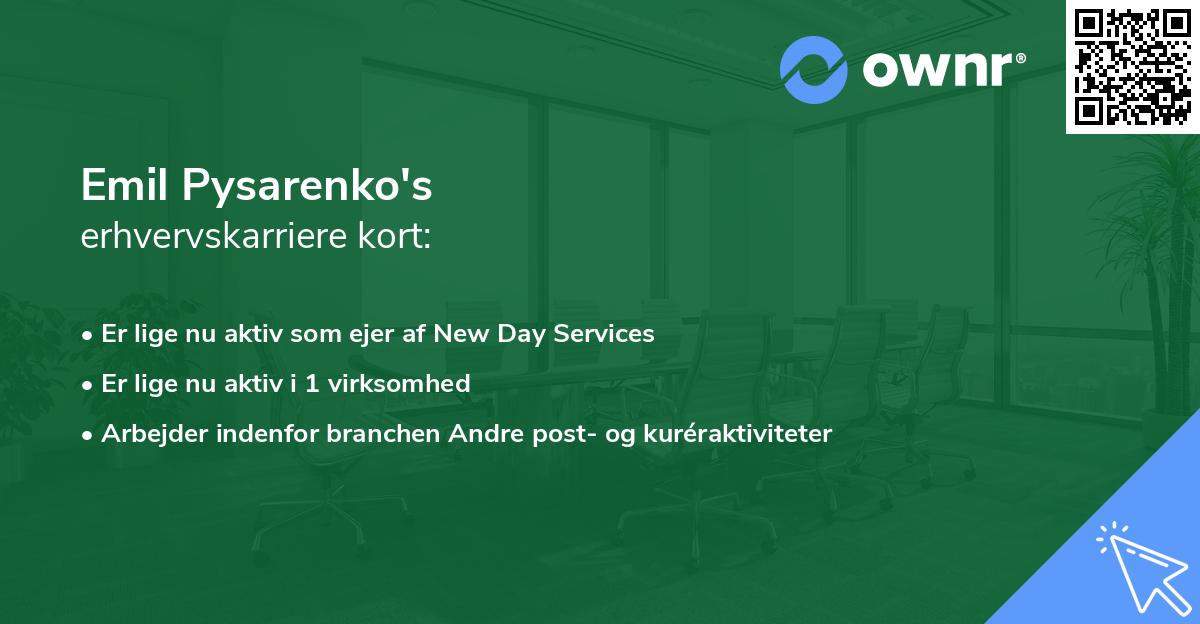 Emil Pysarenko's erhvervskarriere kort