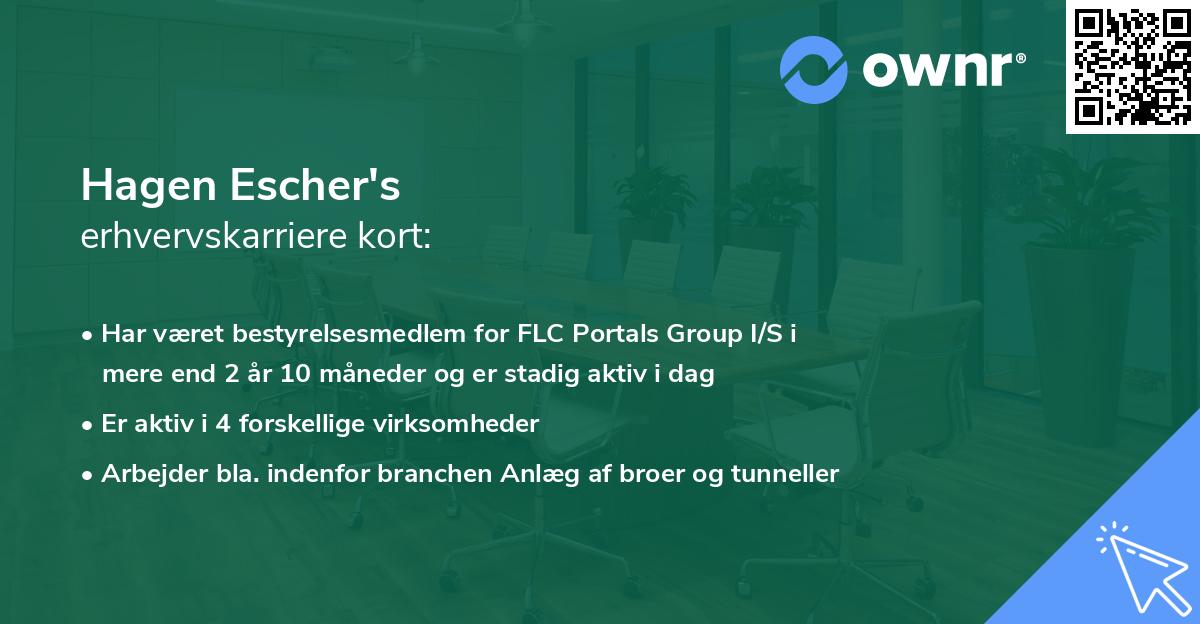 Hagen Escher's erhvervskarriere kort