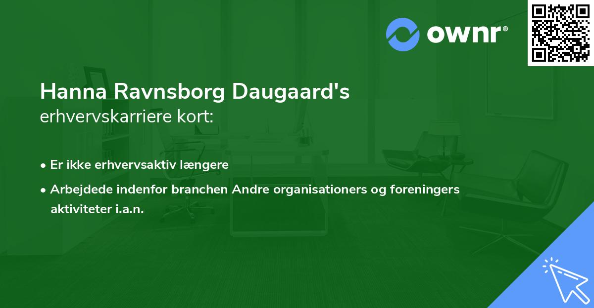 Hanna Ravnsborg Daugaard's erhvervskarriere kort
