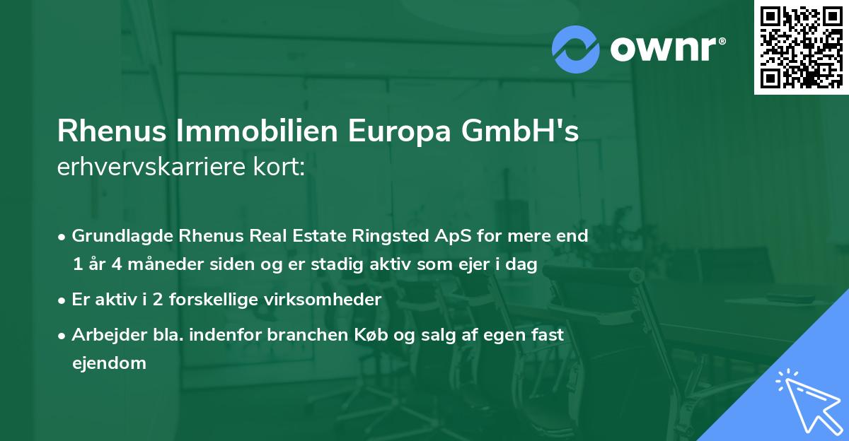 Rhenus Immobilien Europa GmbH's erhvervskarriere kort