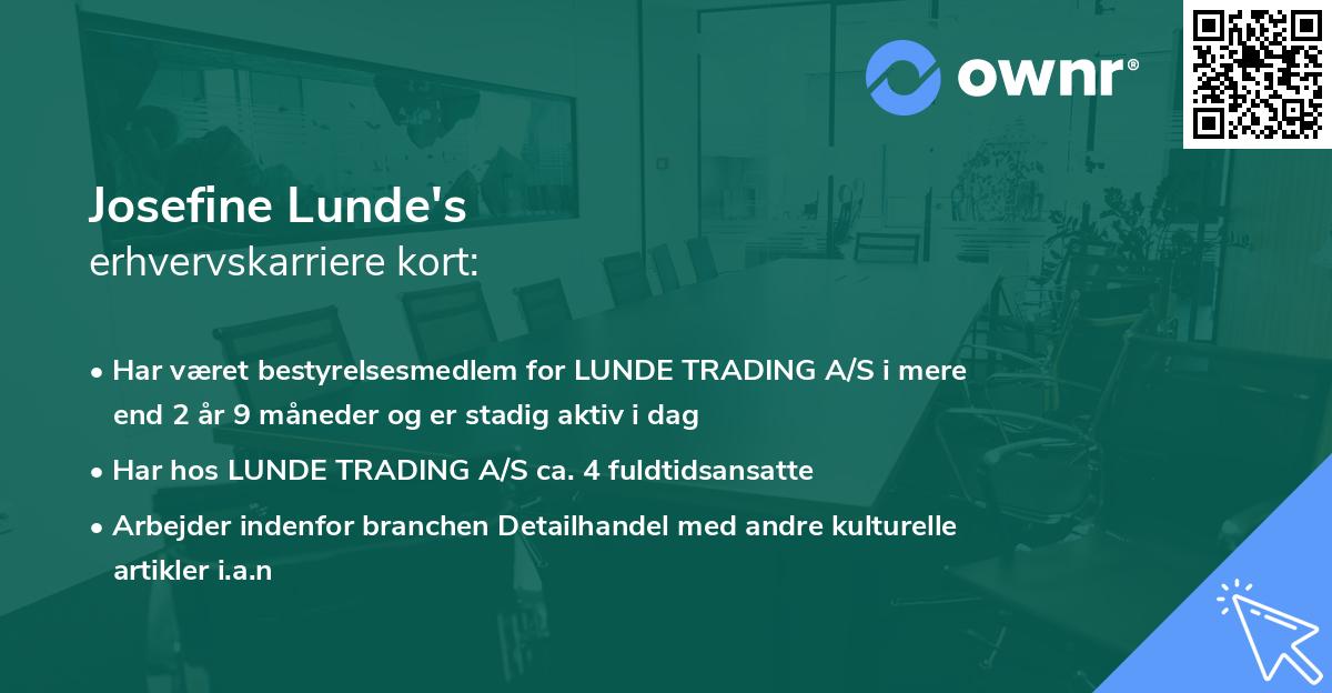 Josefine Lunde's erhvervskarriere kort