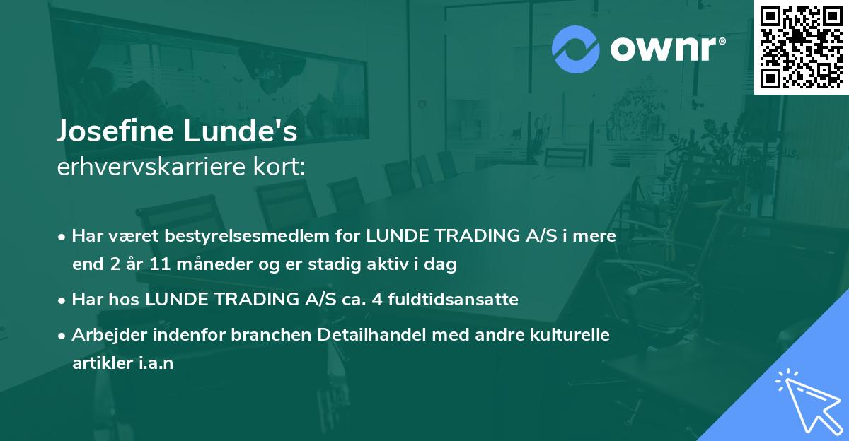 Josefine Lunde's erhvervskarriere kort