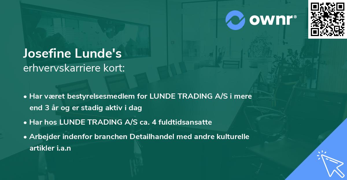 Josefine Lunde's erhvervskarriere kort