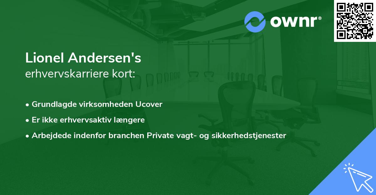 Lionel Andersen's erhvervskarriere kort